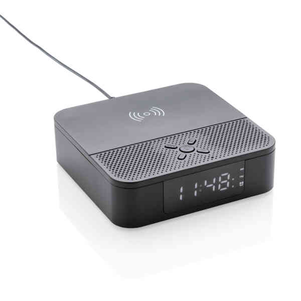 Promotivni bluetooth zvučnik s bežičnim punjačem i satom 2x3W
