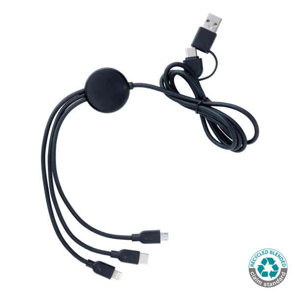 RCS kabel 6-u-1 od recikliranog TPE-a i reciklirane plastike | Poslovni promo pokloni | promopoint.hr