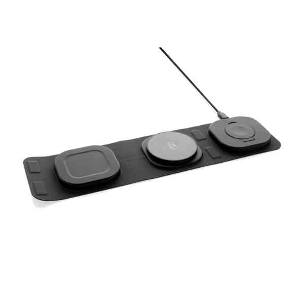 Swiss Peak RCS plastični 3-u-1 bežični putni punjač od 15 W | Poslovni promo pokloni | promopoint.hr