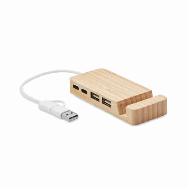 HUB STAND Bamboo USB koncentrator s 4 priključka