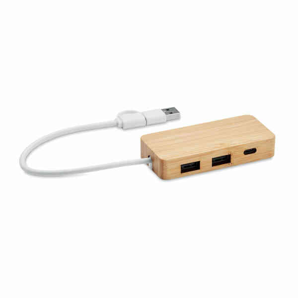 HUBBAM Bamboo USB koncentrator s 3 priključka