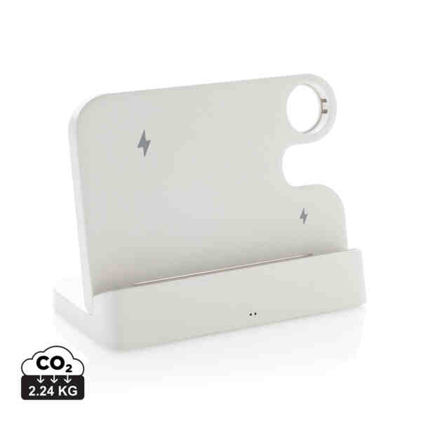 Joltz RCS dvostruki punjač od 15 W od reciklirane plastike s utorom za iWatch | Poslovni promo pokloni | promopoint.hr