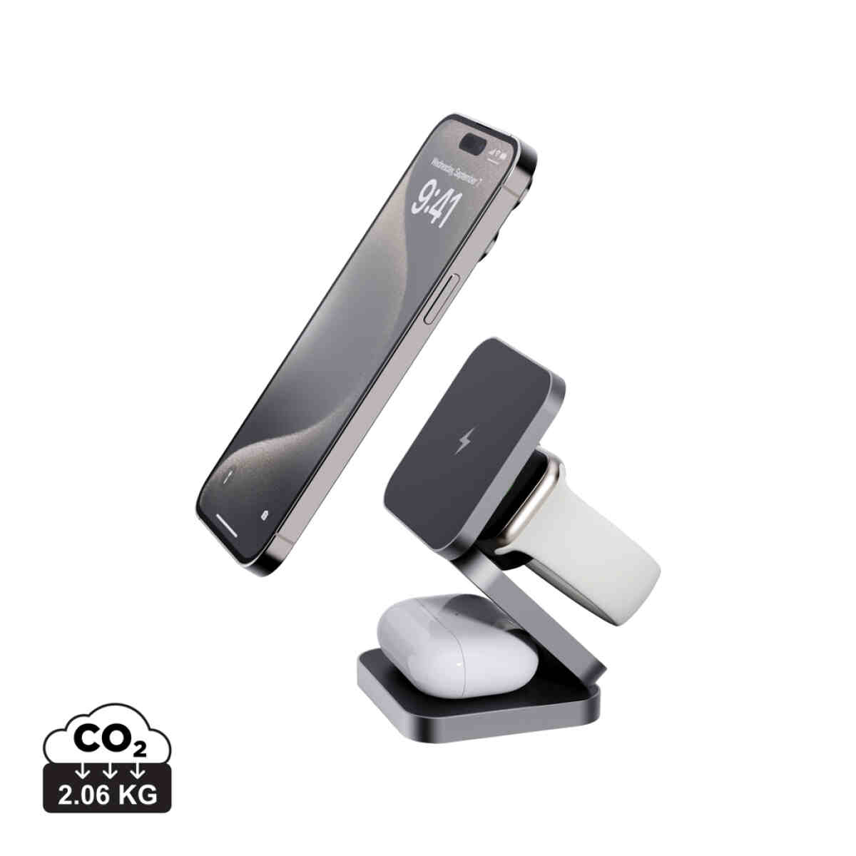 Terra RCS sklopivi punjač 3 u 1 od recikliranog aluminija od 15 W | Poslovni promo pokloni | promopoint.hr
