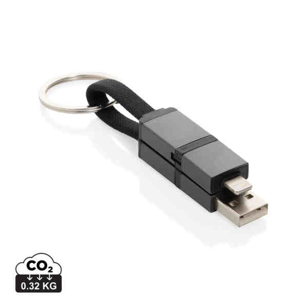Terra reciklirani aluminijski kabel za brzo punjenje 4 u 1 od 60 W | Poslovni promo pokloni | promopoint.hr