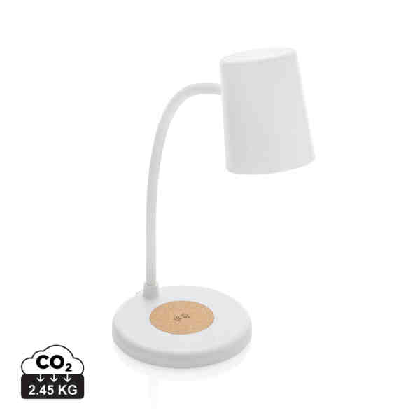 Zenara RCS bežična stolna svjetiljka od reciklirane plastike i pluta od 15 W | Poslovni promo pokloni | promopoint.hr
