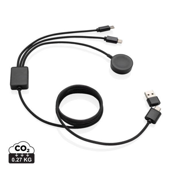 Terra RCS rPET 6-u-1 kabel za punjenje s punjačem za sat | Poslovni promo pokloni | promopoint.hr